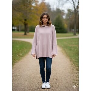 Chaps Womens Dusty Rose Waffle Knit Pullover Hoodie Sweater Size Large L